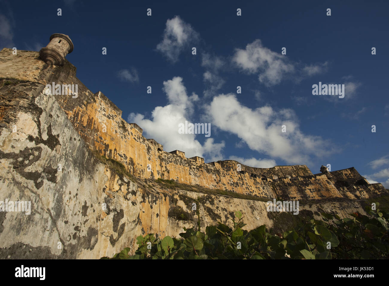 Puerto Rico, San Juan, San Juan Vecchia, El Morro Fortezza, fortezza di mura Foto Stock