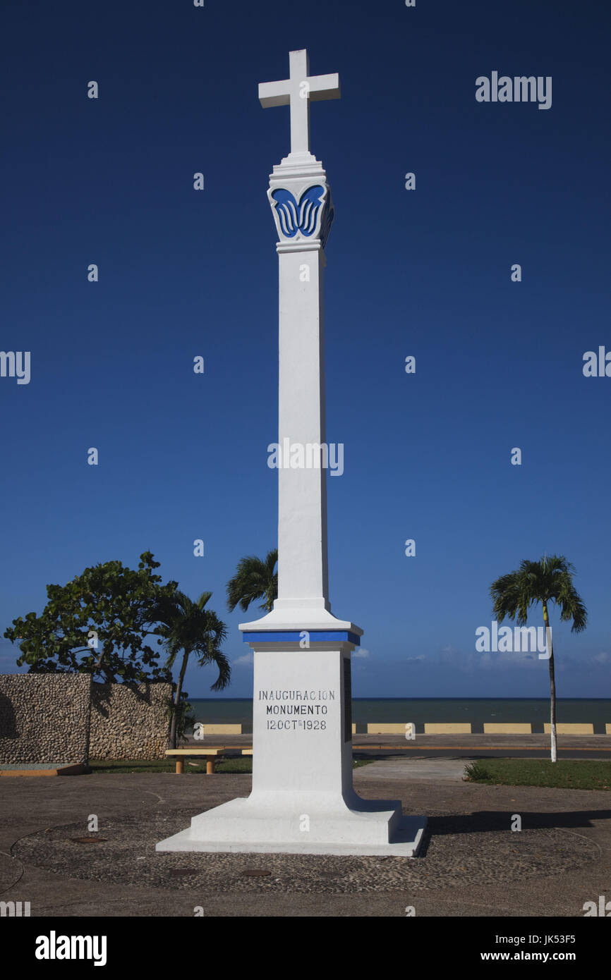 Puerto Rico, Costa Ovest, Aguada, Bahia de Aguadilla Bay, il monumento a Colombo sbarco, Novembre 19, 1493 Foto Stock