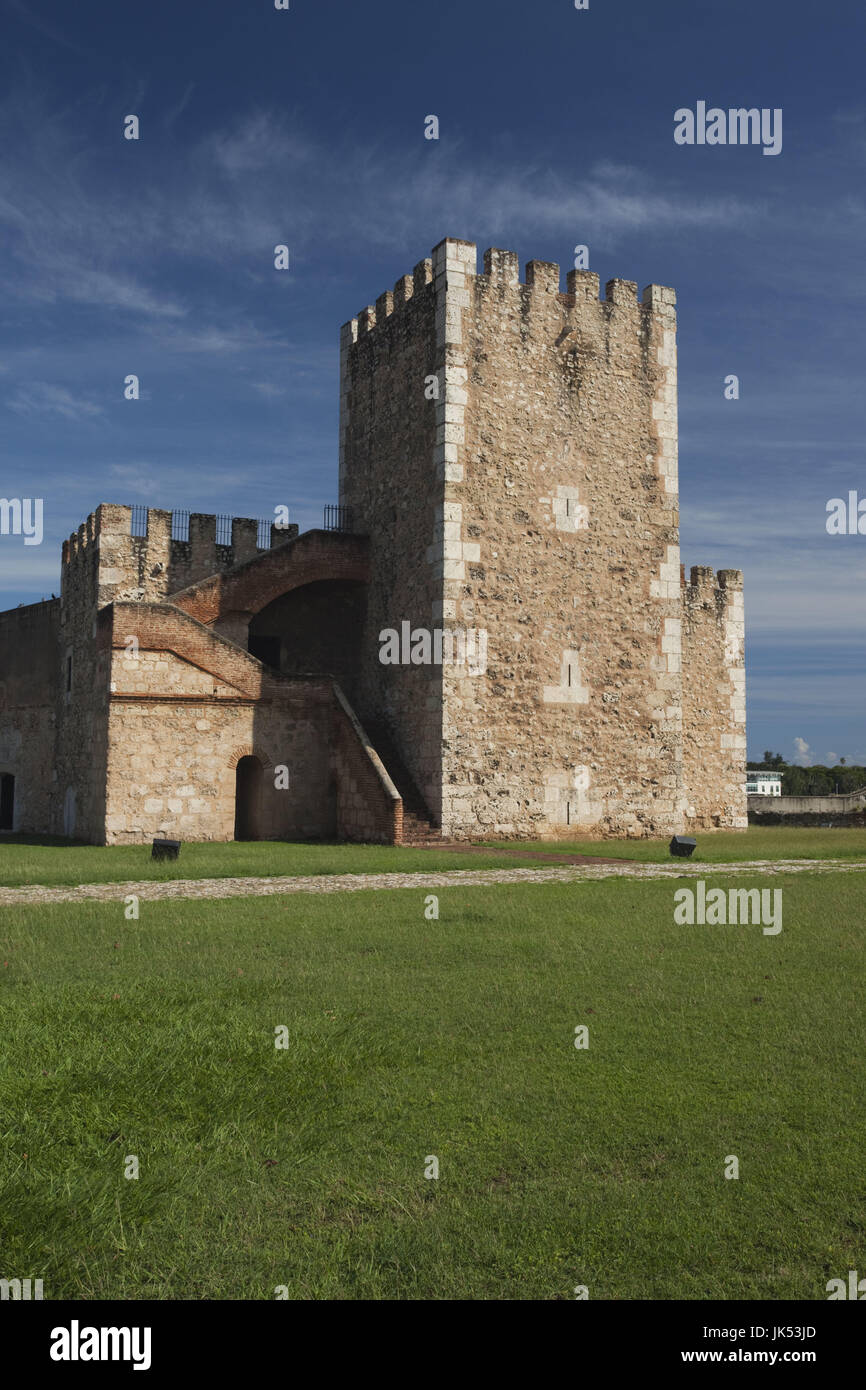 Repubblica Dominicana, Santo Domingo, Zona Colonial, Fortaleza Ozama, coloniale più antico edificio militare nel Nuovo Mondo, b.1502 Foto Stock
