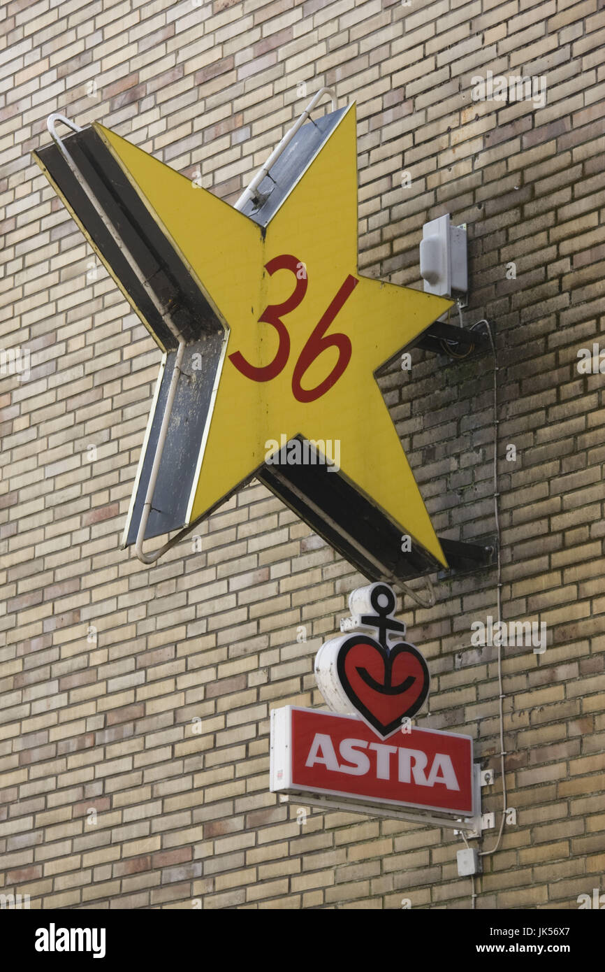 In Germania, stato di Hamburg, Amburgo, St. Pauli Quartiere a Luci Rosse, segno per grosse Freiheit 36, presto luogo di ritrovo per i Beatles, Foto Stock