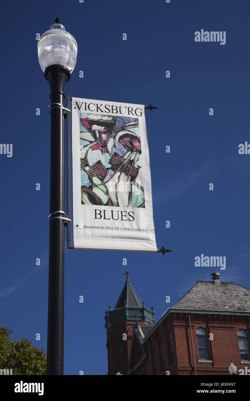 Stati Uniti d'America, Mississippi, Vicksburg Vicksburg, Blues Festival banner Foto Stock