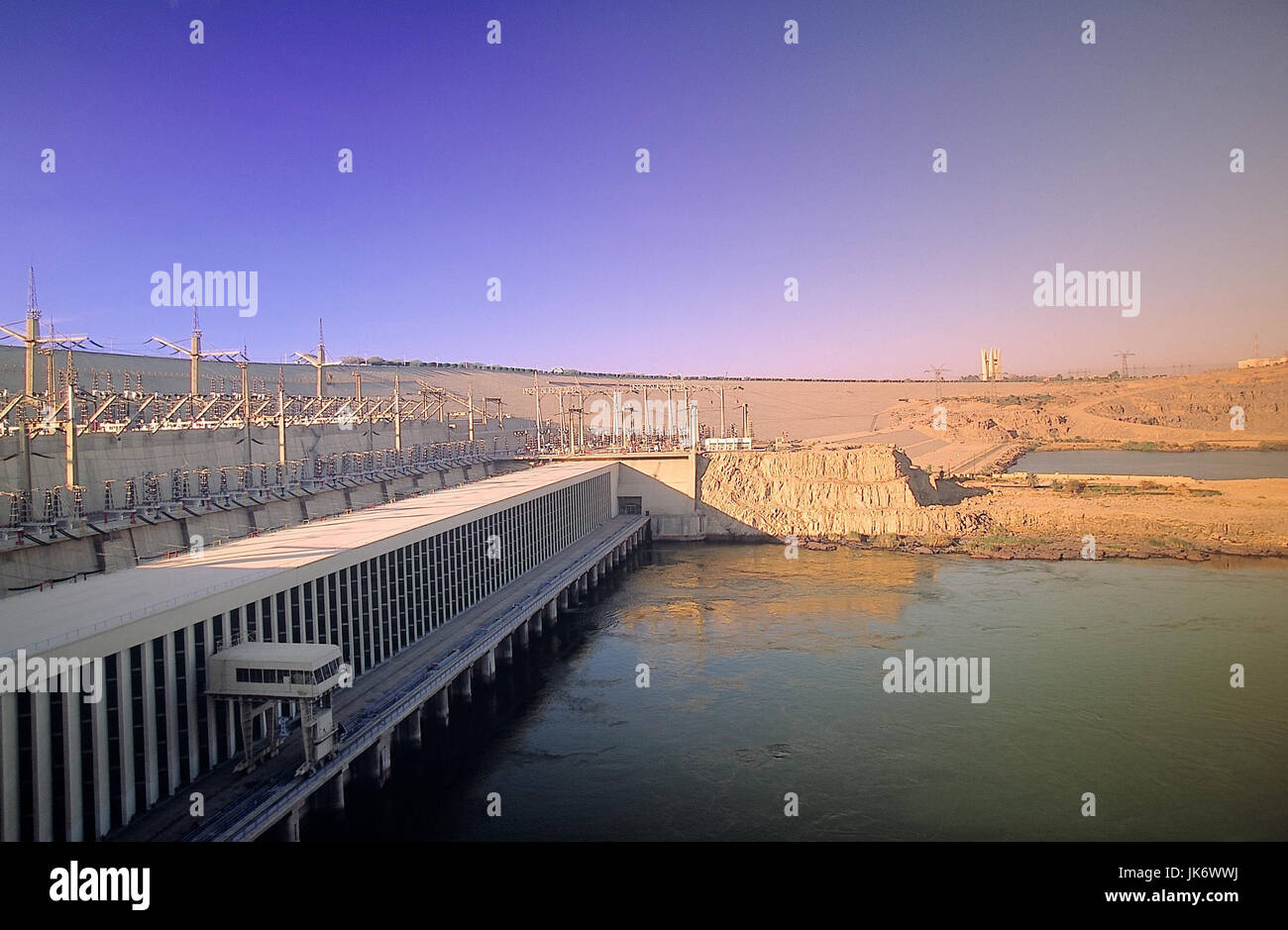 Ägypten, Assuan, Assuanhochdamm, nullo erbaut 1960-70, Staudamm, Fluss, Staumauer, Stauanlage, Wasserspeicher Foto Stock