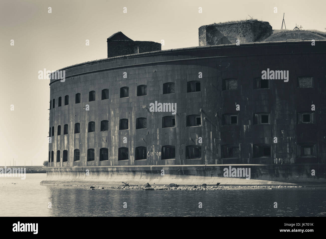 La Russia, San Pietroburgo, Kronshtadt, zar Pietro I grandi navale città fortezza, il Golfo di Finlandia, Fort Alessandro I Foto Stock