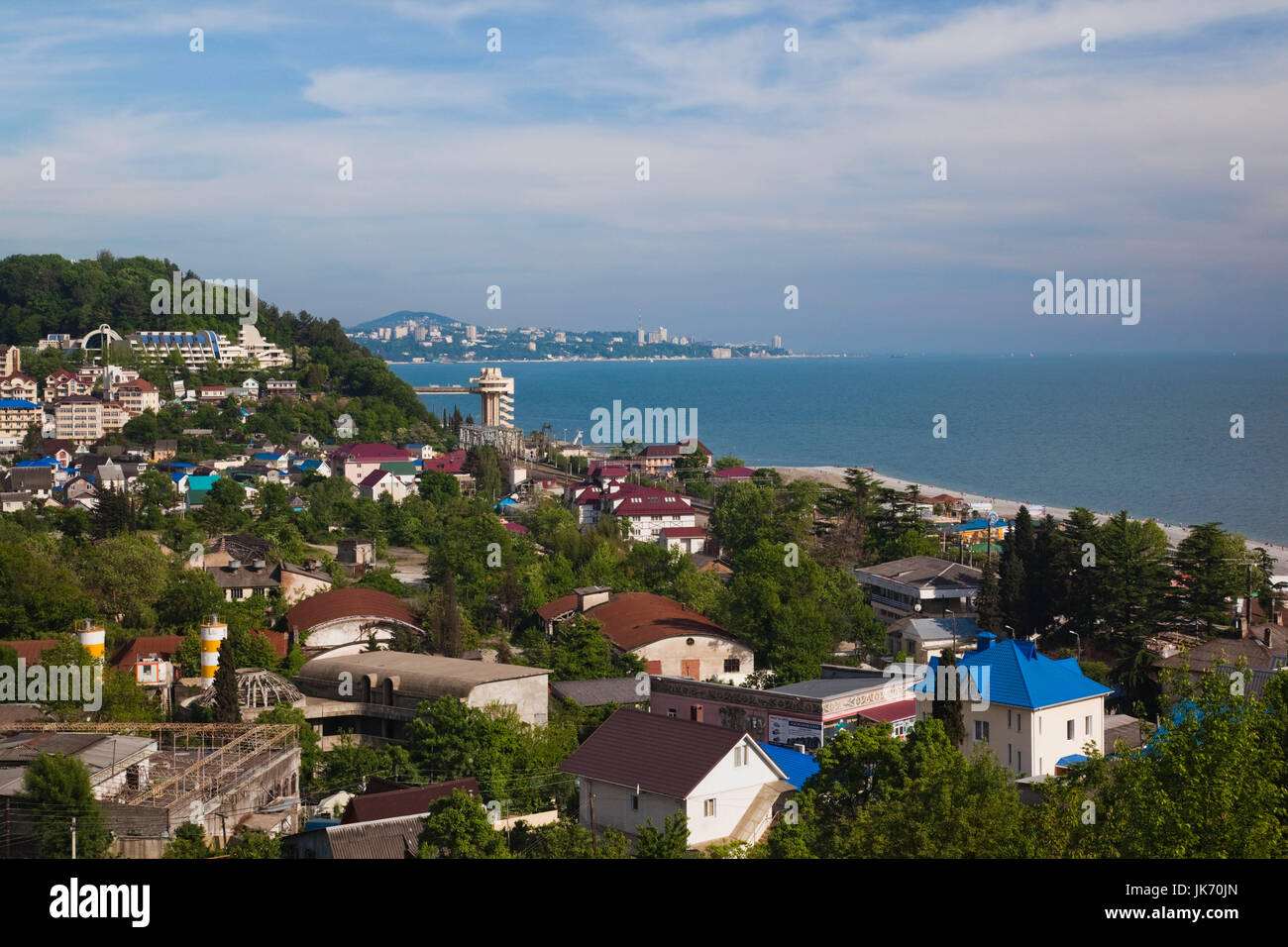 Russia, il litorale del Mar Nero, Sochi-zona, Dagomys, elevati vista città Foto Stock