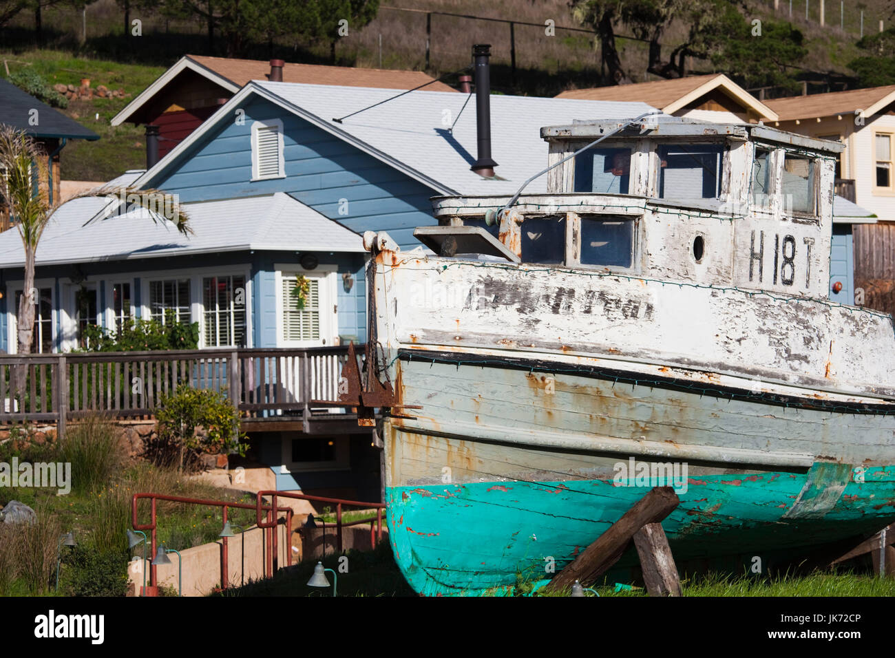 Stati Uniti d'America, la California, la California del Nord, costa Nord, Tomales Bay, scheggiature Cove, vecchia barca Foto Stock