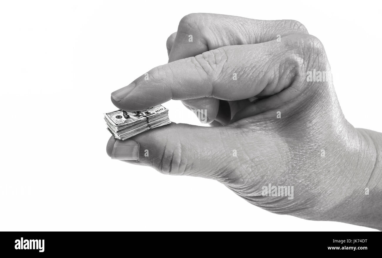 Riduco il denaro americano in bianco e nero con una stanza per il tipo. Foto Stock