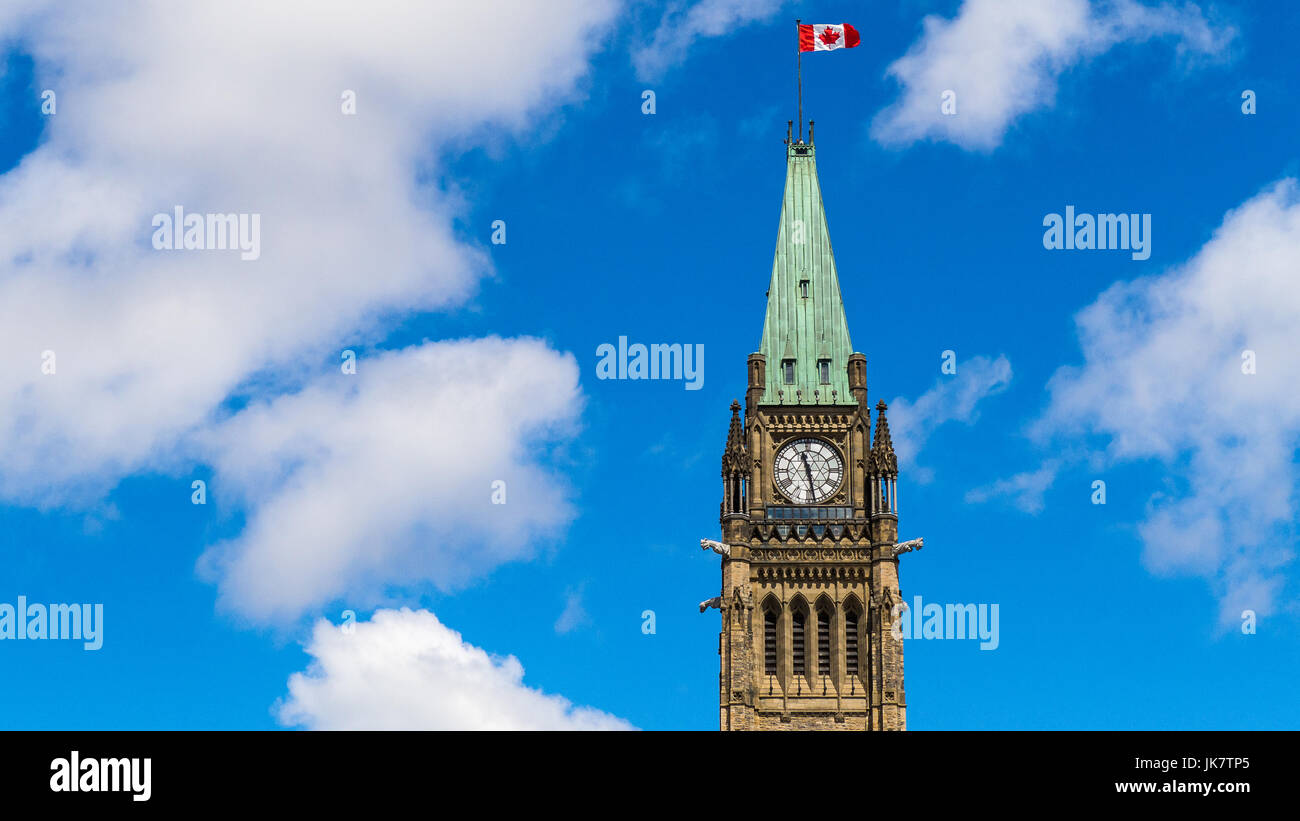 La pace torre sulla collina del Parlamento, Ottawa, Canada Foto Stock