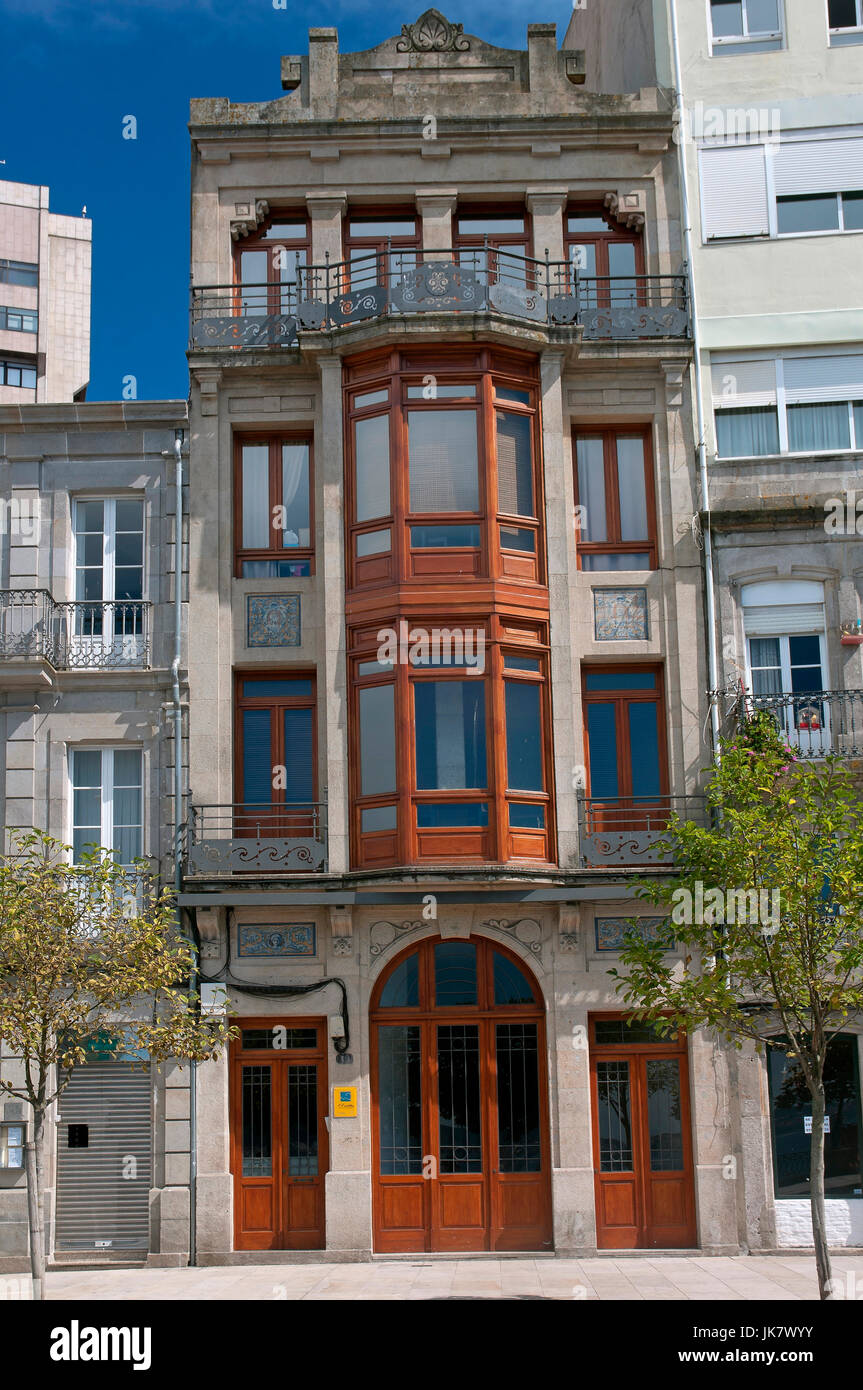 Jose Pastoriza edificio in stile modernista - anno 1922, Vigo, provincia di Pontevedra, nella regione della Galizia, Spagna, Europa Foto Stock