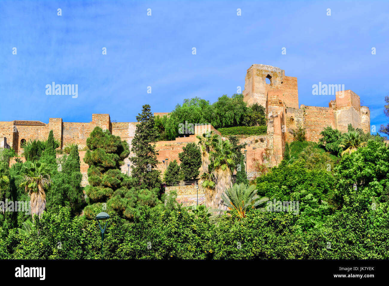 Pareti di alcazaba fortezza in Malaga Foto Stock