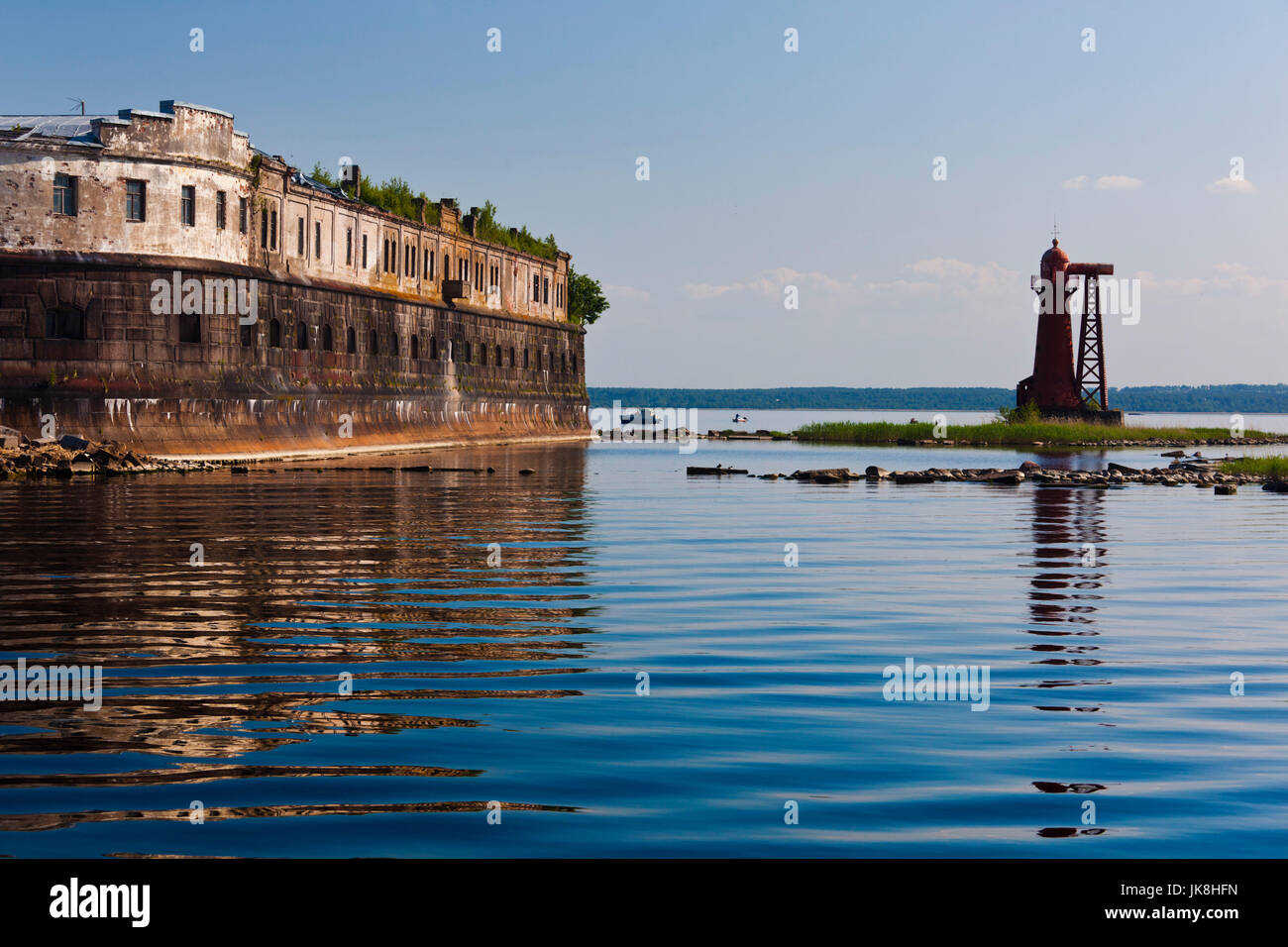 La Russia, San Pietroburgo, Kronshtadt, zar Pietro I grandi navale città fortezza, il Golfo di Finlandia, Fort Kronshlot Foto Stock