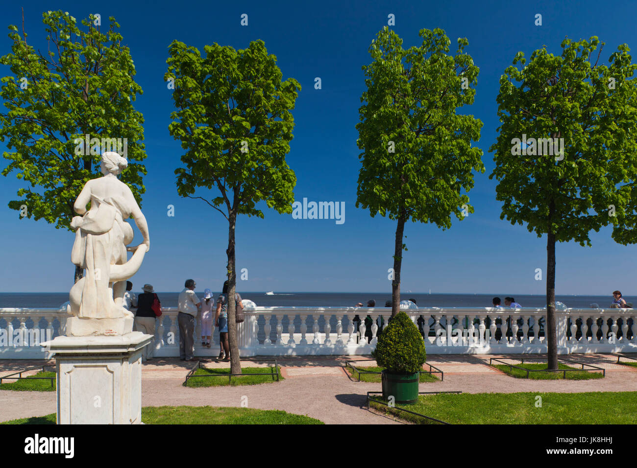 La Russia, a San Pietroburgo e a Peterhof, Golfo di Finlandia da La Villa Monplaisir Foto Stock
