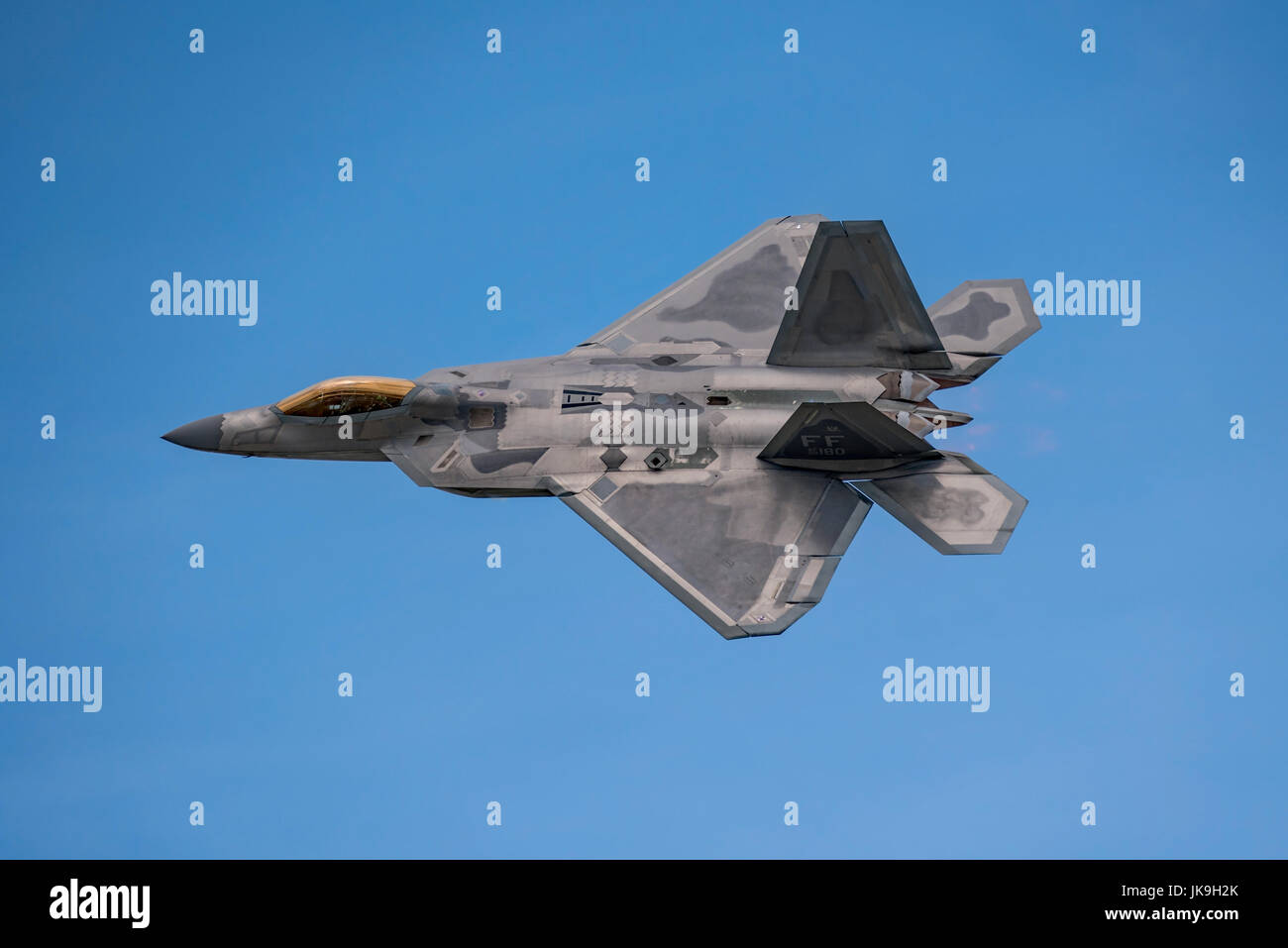 United States Air Force Lockheed Martin F-22 Raptor visualizzazione presso il Royal International Air Tattoo, RAF Fairford, nel Regno Unito il 14 luglio 2017. Foto Stock