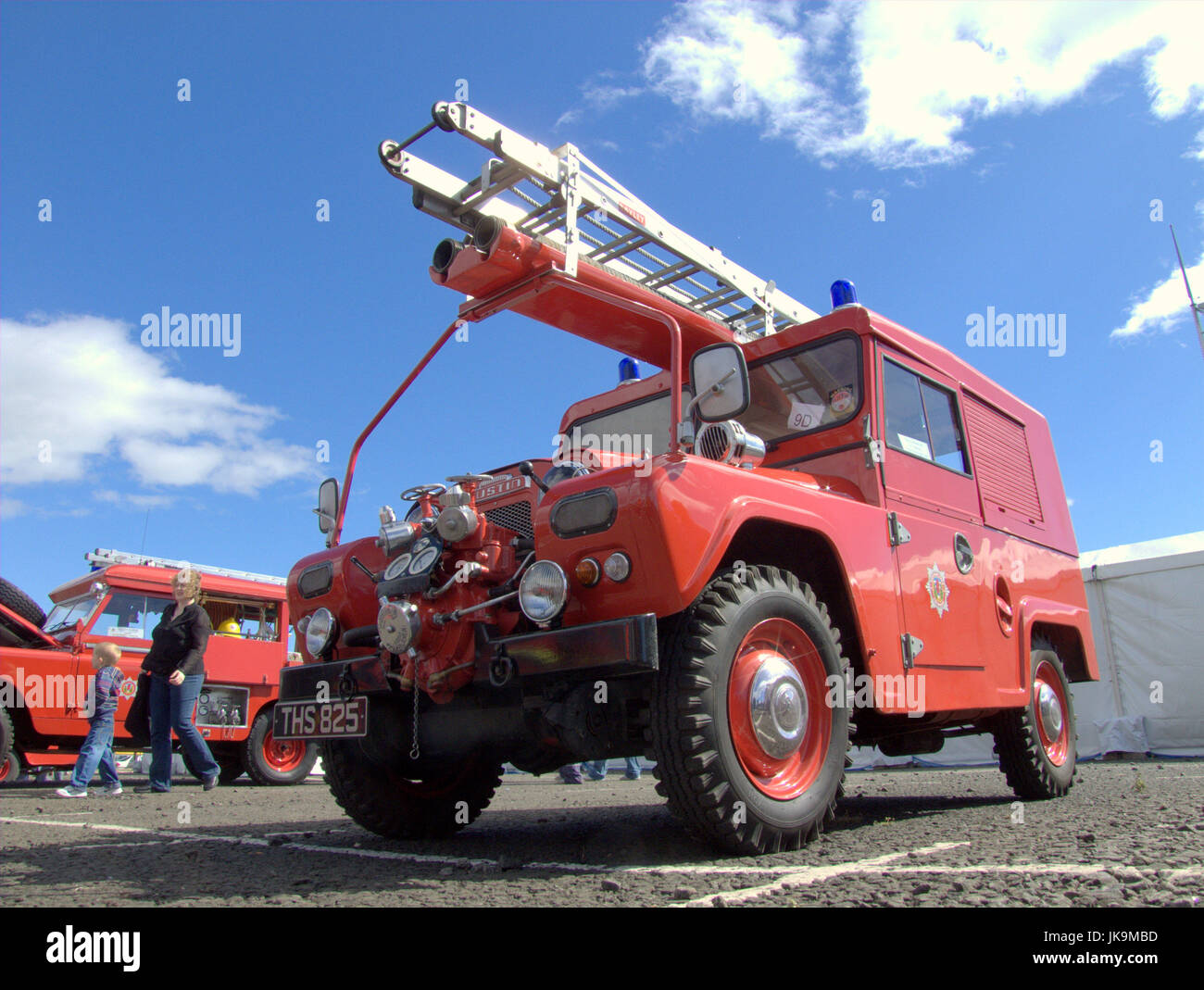 Strathclyde vigili del fuoco Gruppo di conservazione della società vintage attrezzatura antincendio e di motori e visualizza Foto Stock