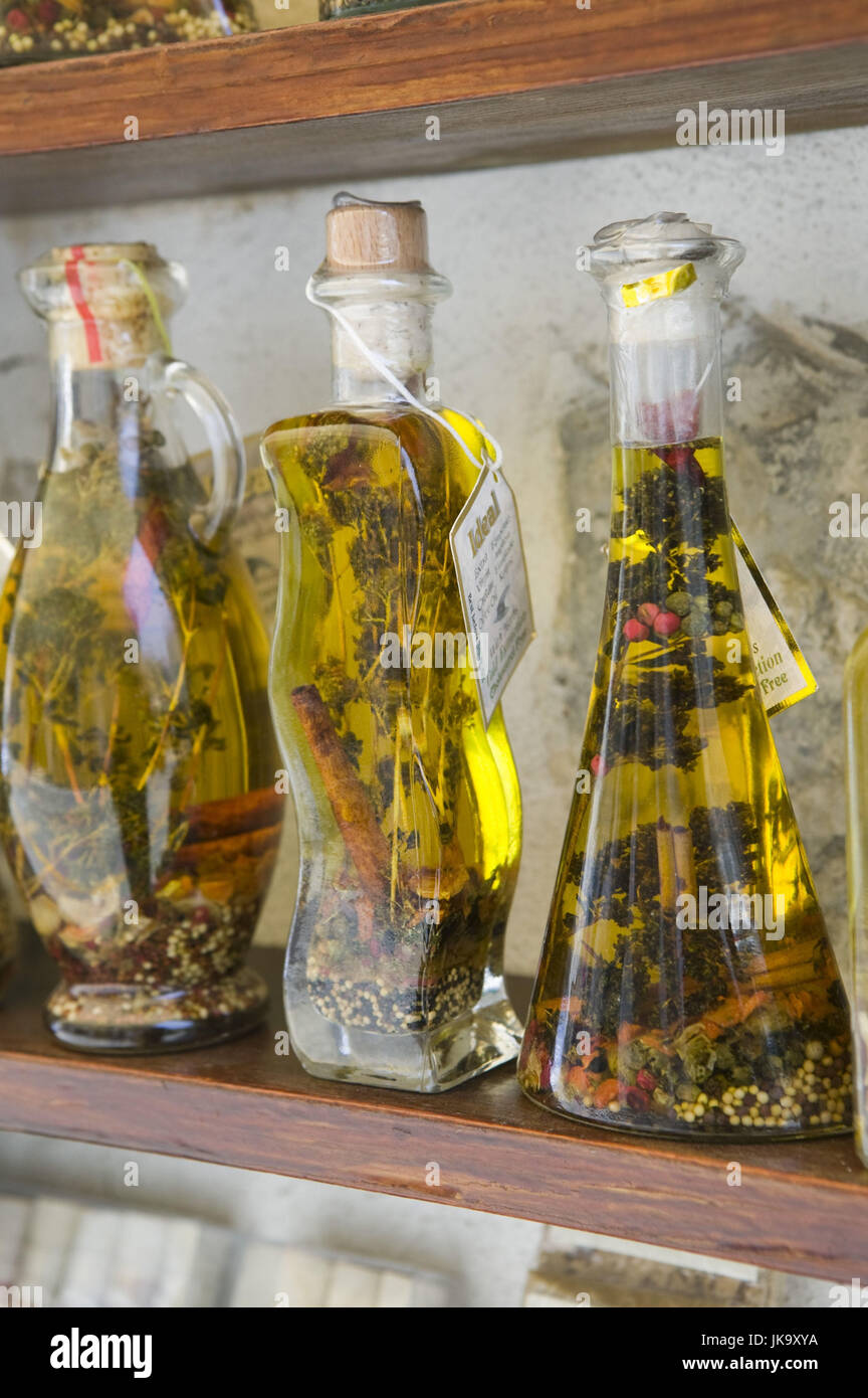 Griechenland, Kreta, Kritsa, Geschäft, Verkauf, Olivenöl, Foto Stock
