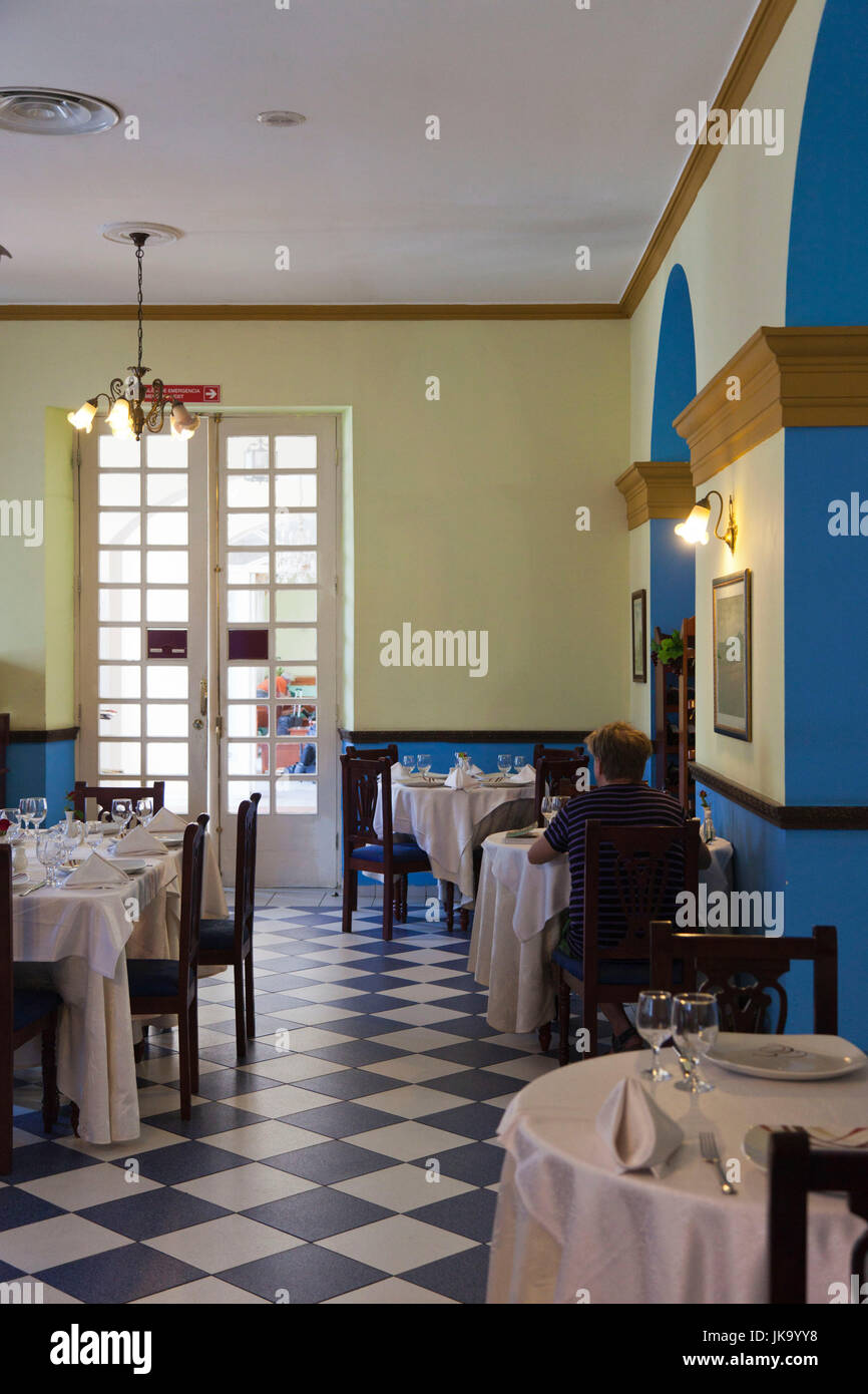 Cuba, Cienfuegos province, Cienfuegos, Hotel la Union, la sala da pranzo Foto Stock