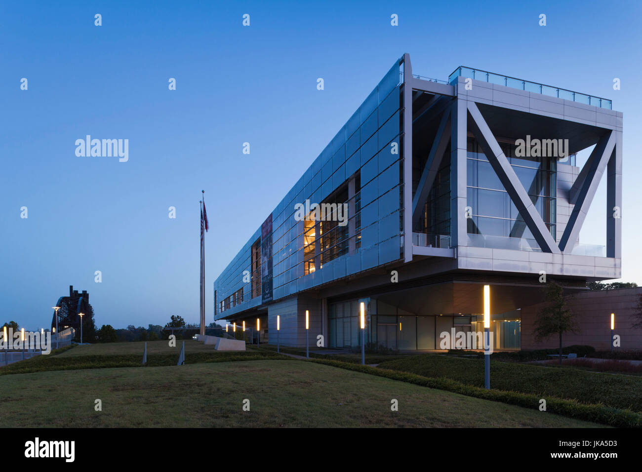 Stati Uniti d'America, Arkansas, Little Rock, William J. Clinton Presidential Library and Museum, esterno, alba Foto Stock