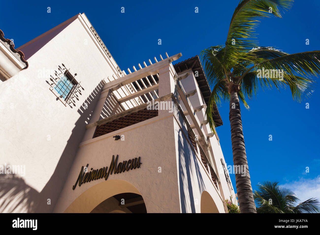 Stati Uniti d'America, Florida, Palm Beach, Worth Avenue e Neiman Marcus store, esterna Foto Stock