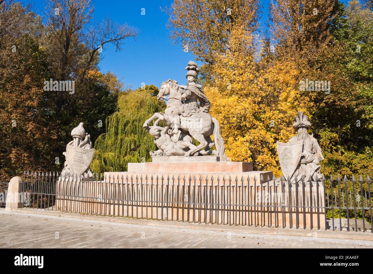 Statua equestre del re polacco Jan III Sobieski nel Parco Lazienki, Varsavia Foto Stock