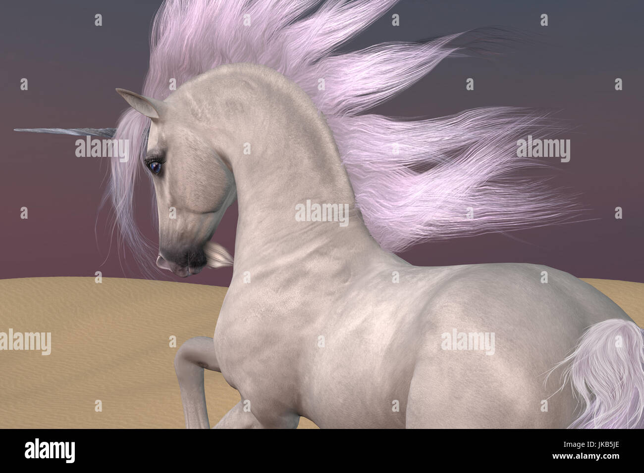 Arabian Unicorn sogni - un unicorno è una creatura di mito e di fantasia e ha selvaggi zoccoli, fronte il clacson e la barba. Foto Stock