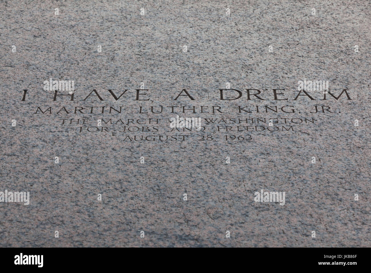Stati Uniti d'America, Washington DC, il Lincoln Memorial, il marcatore sulla scalinata del memoriale dove Martin Luther King ha dato il suo I have a dream speech Foto Stock