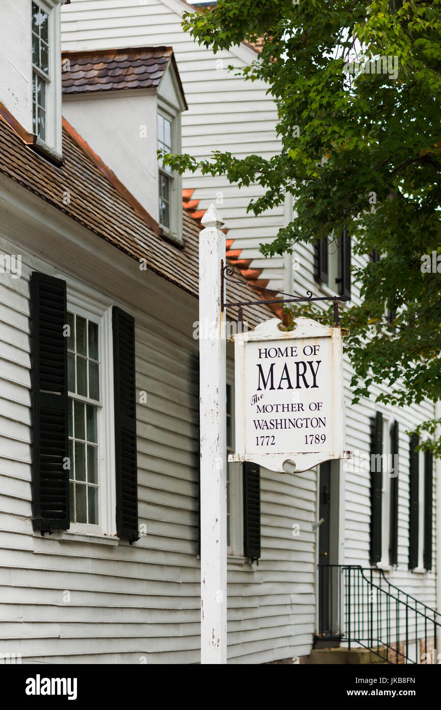 Stati Uniti d'America, Virginia, Fredericksburg, Maria Washington House, casa comprata da George Washington per sua madre nel 1772 Foto Stock