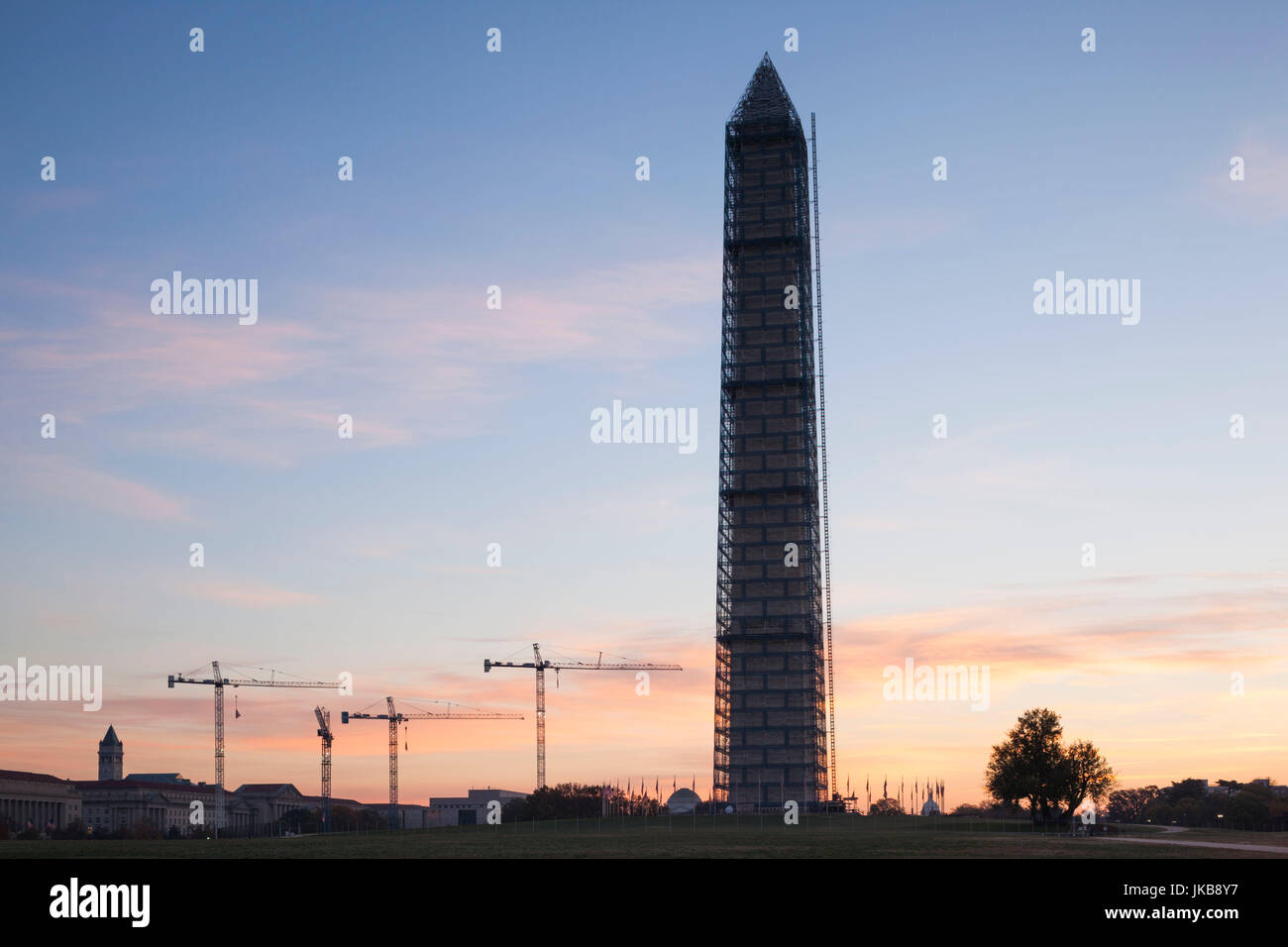 Stati Uniti d'America, Washington DC, il Monumento a Washington, alba Foto Stock