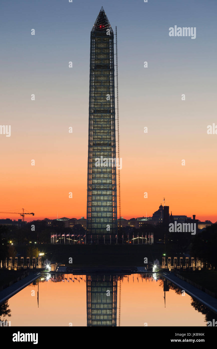 Stati Uniti d'America, Washington DC, il Monumento a Washington, alba Foto Stock