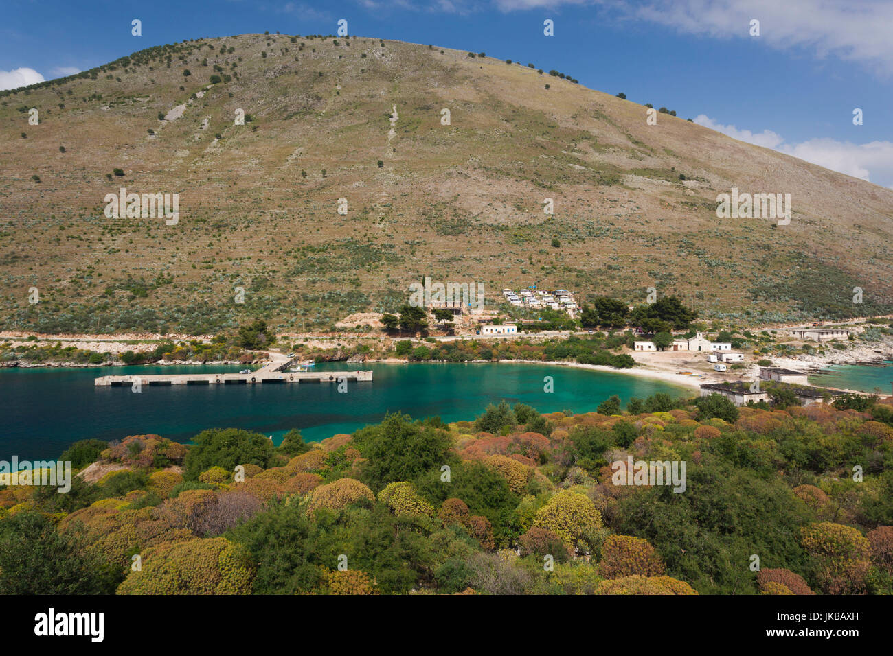 L'Albania, Riviera albanese, porto di Palermo, vista in elevazione Foto Stock