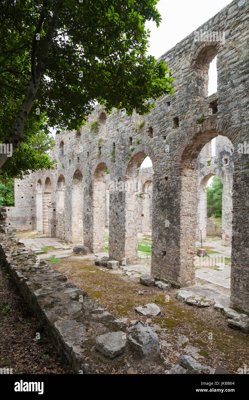 L'Albania, Albanese Riviera, Butrinto, rovine del VI secolo città greca, la Basilica Foto Stock