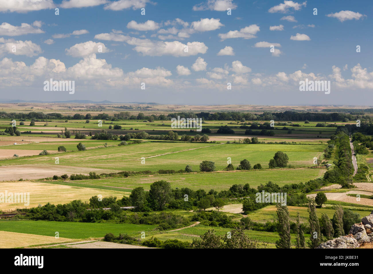 La Grecia e la Macedonia orientale e Tracia Regione, Likofos, elevati vista panorama dalla frontiera turca Foto Stock