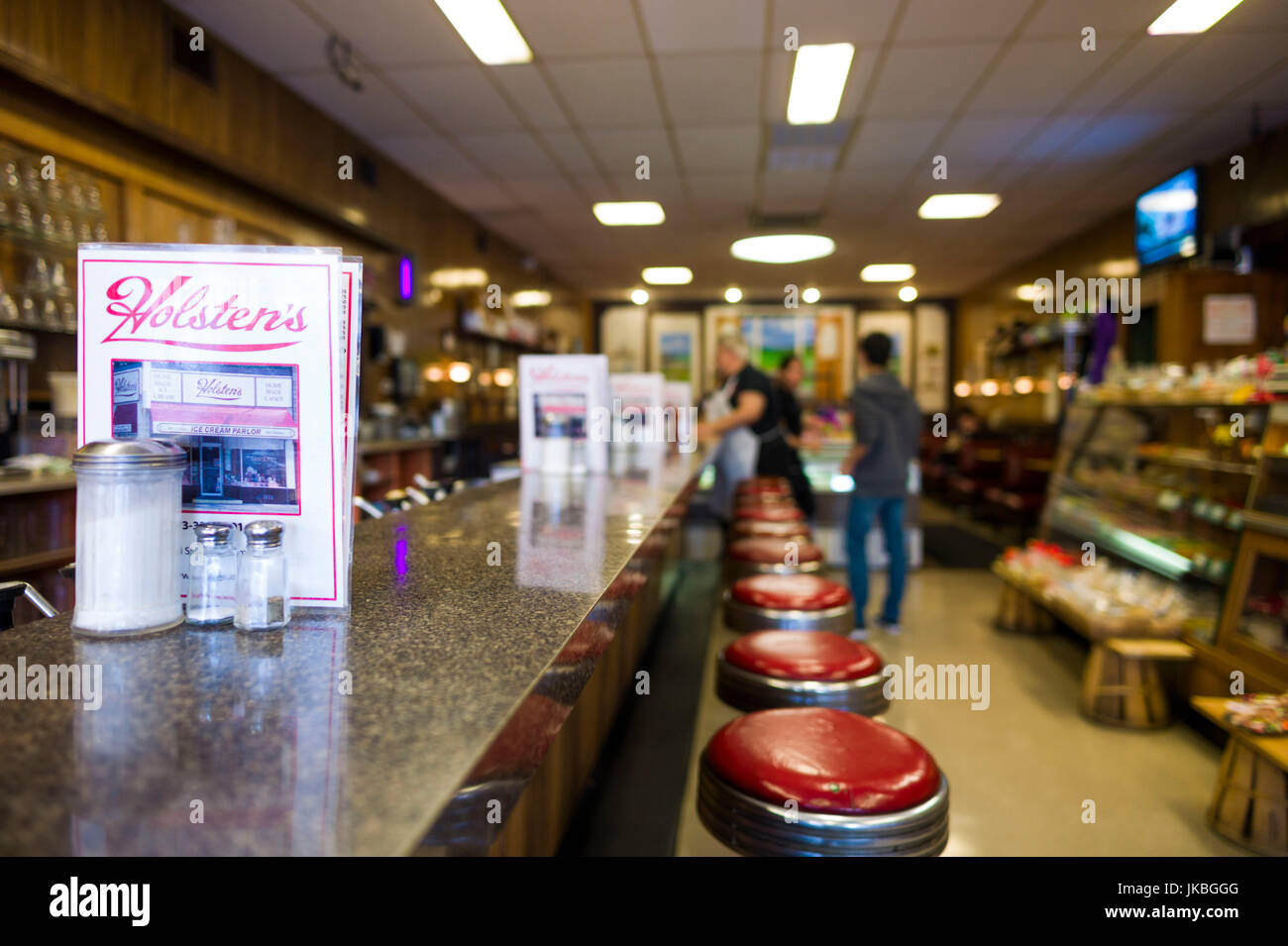 Stati Uniti d'America, New Jersey, Bloomfield, Holstens Gelateria, posizione finale utilizzato per l'ultimo episodio della Soprani serie TV, interno Foto Stock