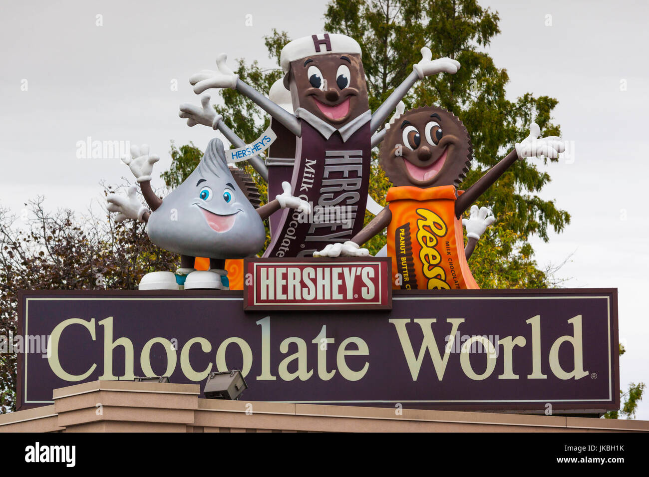 Stati Uniti d'America, Pennsylvania, Hershey, segno per il mondo del cioccolato park Foto Stock