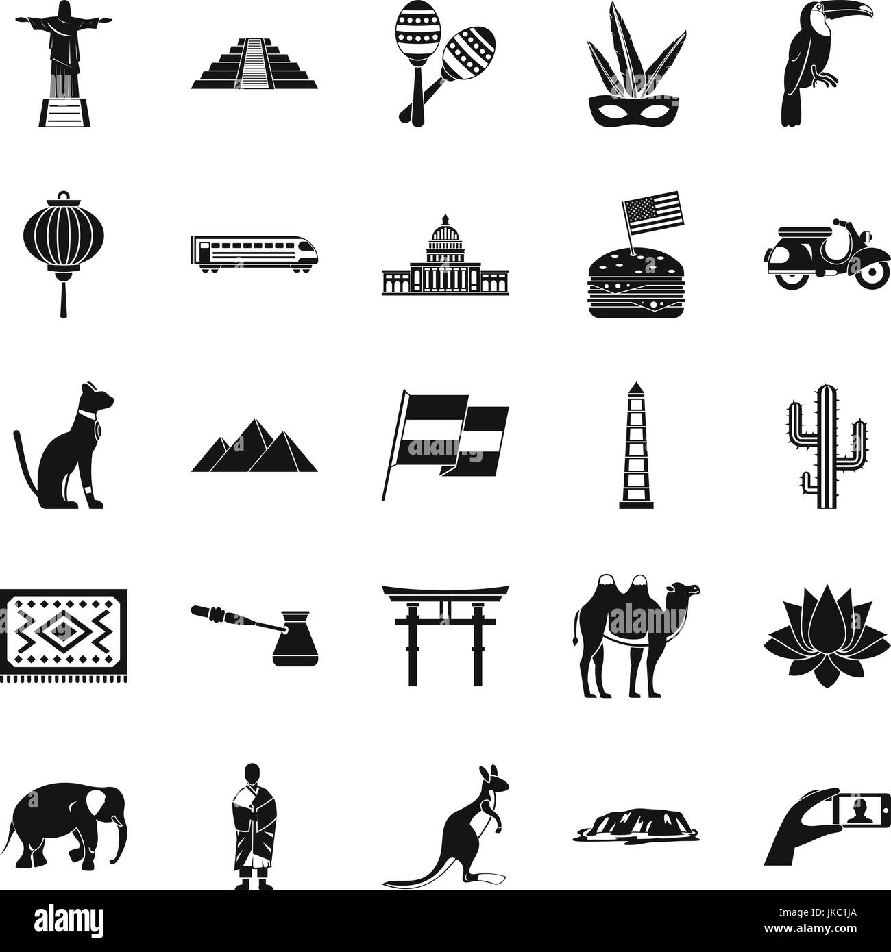 America centrale set di icone, stile semplice Illustrazione Vettoriale
