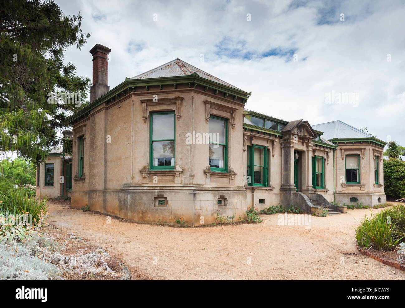 Australia, Victoria, VIC, Castlemaine, Buda, ex casa di ungherese Ernest argentiere Leviny, costruito 1861, esterna Foto Stock