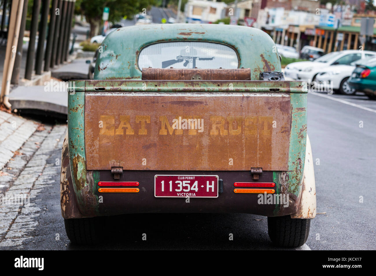 Australia, Victoria, VIC, Castlemaine, Streetrod centro di Australia, dettaglio di hot rod car Foto Stock