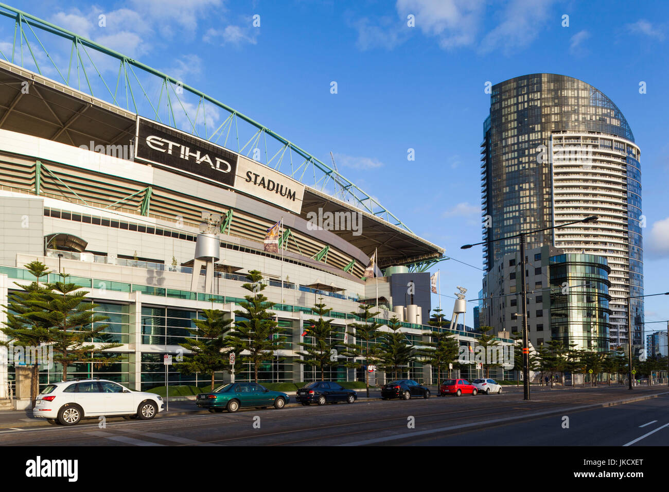 Australia, Victoria, VIC, Melbourne, Docklands, sul Porto Victoria Harbour Town, Complesso Etihad Stadium Foto Stock