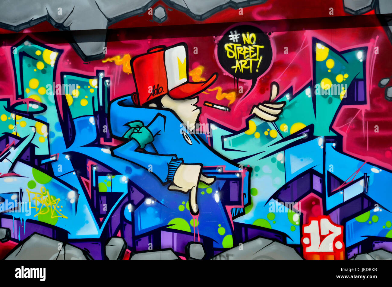 Bruxelles, Belgio. Rue Baron Horta open air gallery - parte del Le Mur schema di Bruxelles. Foto Stock