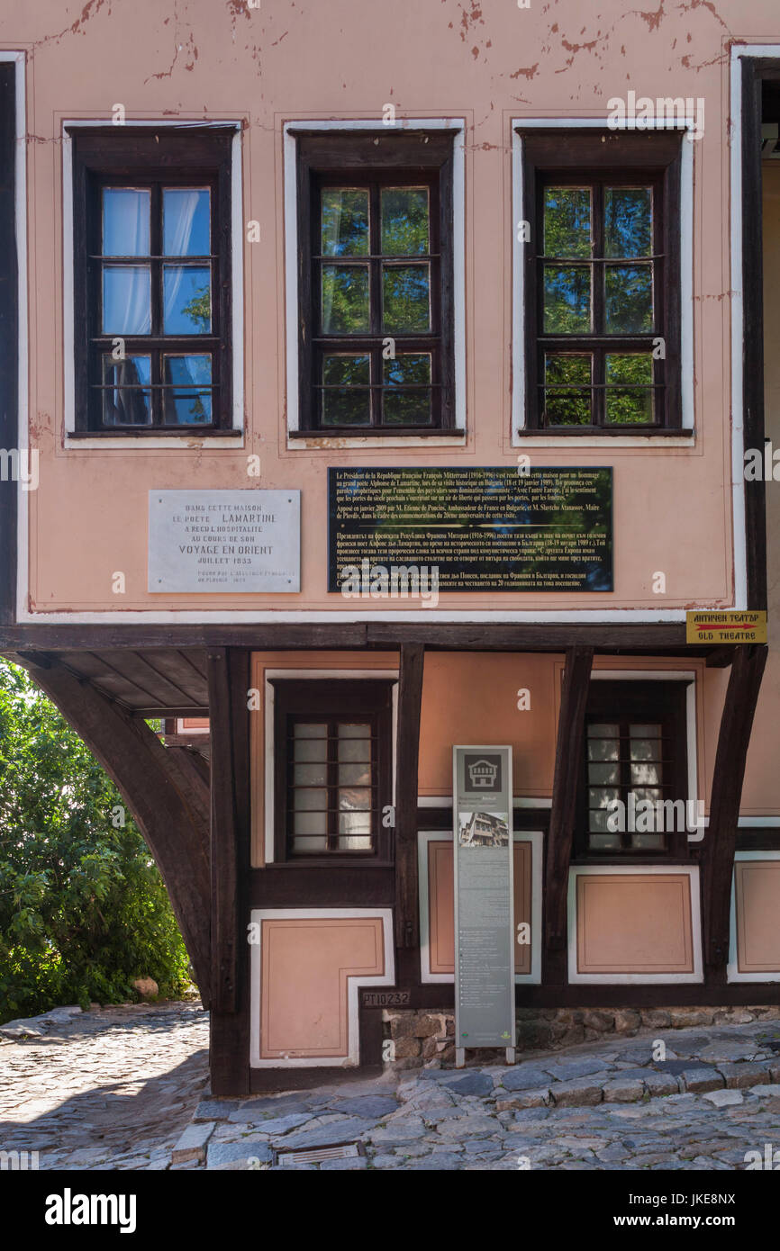 La Bulgaria, montagne meridionali, Plovdiv, vecchia Plovdiv, la casa di Lamartine, denominata dopo il soggiorno qui da scrittore francese Alphonse de Lamartine nel 1833 Foto Stock