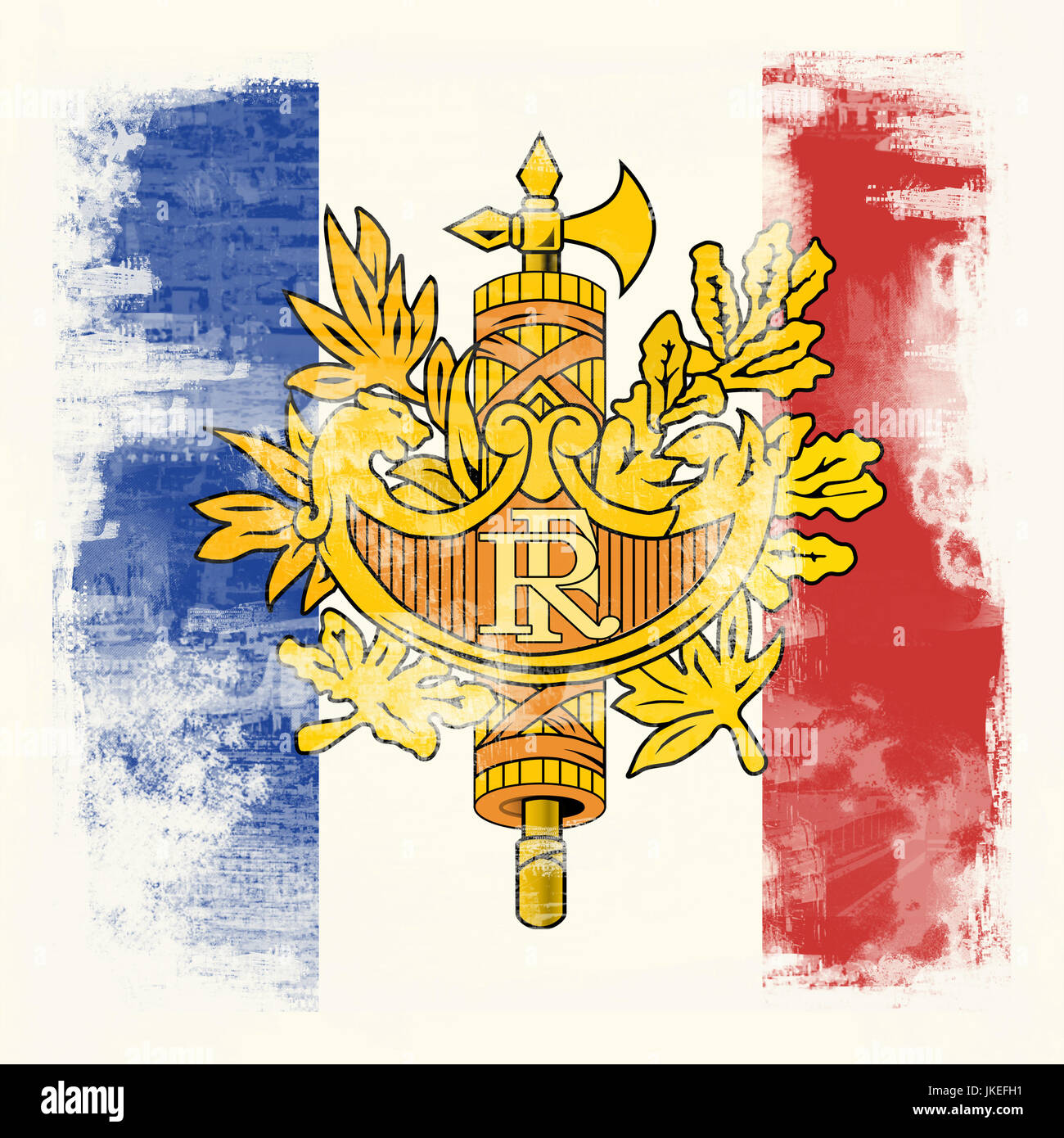 Bandiera Nazionale di Francia ha creato in stile grunge Foto Stock
