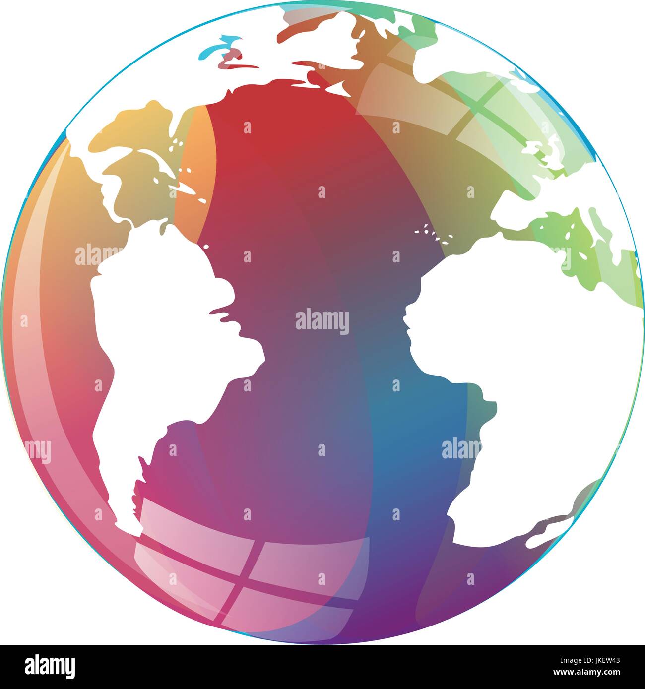 Terra colorata icona a forma di globo, mappa Mondo Illustrazione Vettoriale