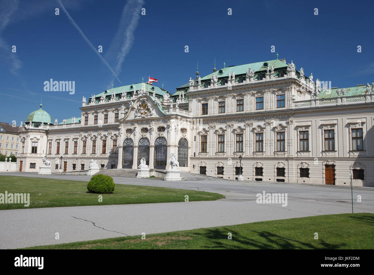 Vienna, Austria. Bellissima vista del famoso Schloss Belvedere residenza estiva per il principe Eugenio di Savoia, in Wien capitale dell impero asburgico Foto Stock