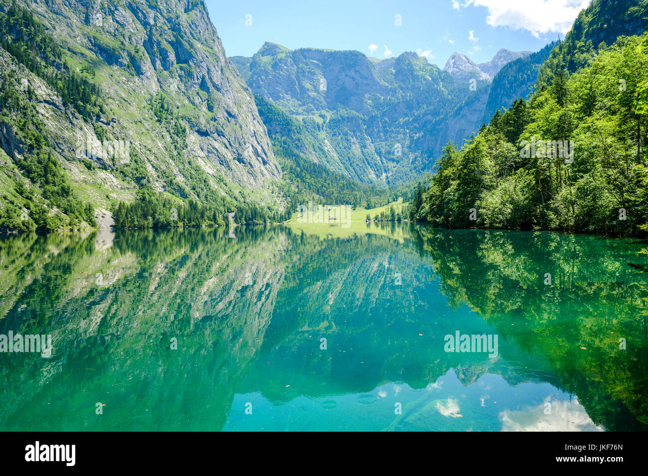 - Lago Obersee, Alta Baviera, Baviera, Germania, Europa Foto Stock