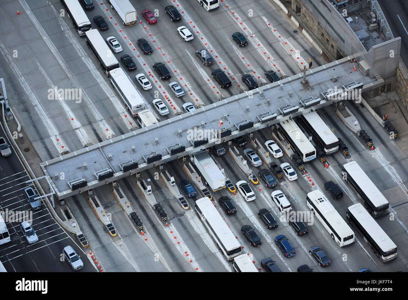 Stati Uniti d'America, new jersey, il traffico che entra new york city attraverso il Lincoln Tunnel, vista aerea Foto Stock