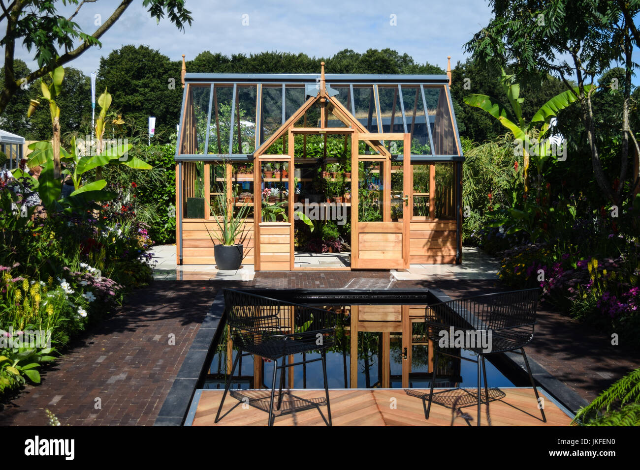 Tatton, Cheshire, Regno Unito, 23 luglio 2017, Gabrielle cenere casa verde giardino alla RHS Tatton flower show, Credito: Athina Inghilterra/Alamy Live News Foto Stock