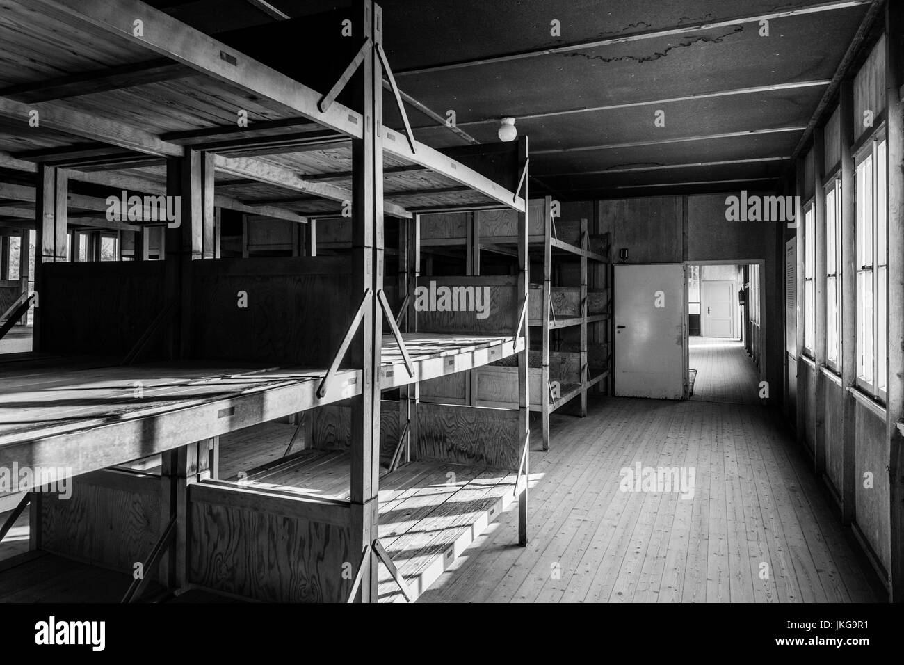 In Germania, in Baviera, Monaco - Dachau, WW-2 era campo di concentramento nazista, caserma edificio, interno Foto Stock
