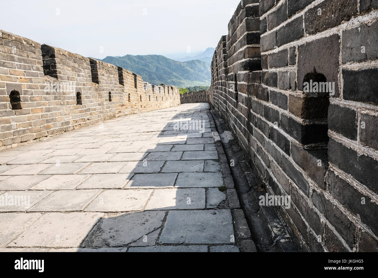 Un vuoto e sezione tranquilla della Grande Muraglia della Cina Foto Stock