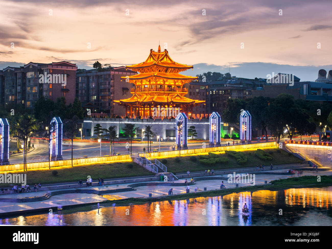 Torre Xiaoyao in Guilin, Cina, situato in Occidente e Oriente vicolo in area centrale della città Foto Stock