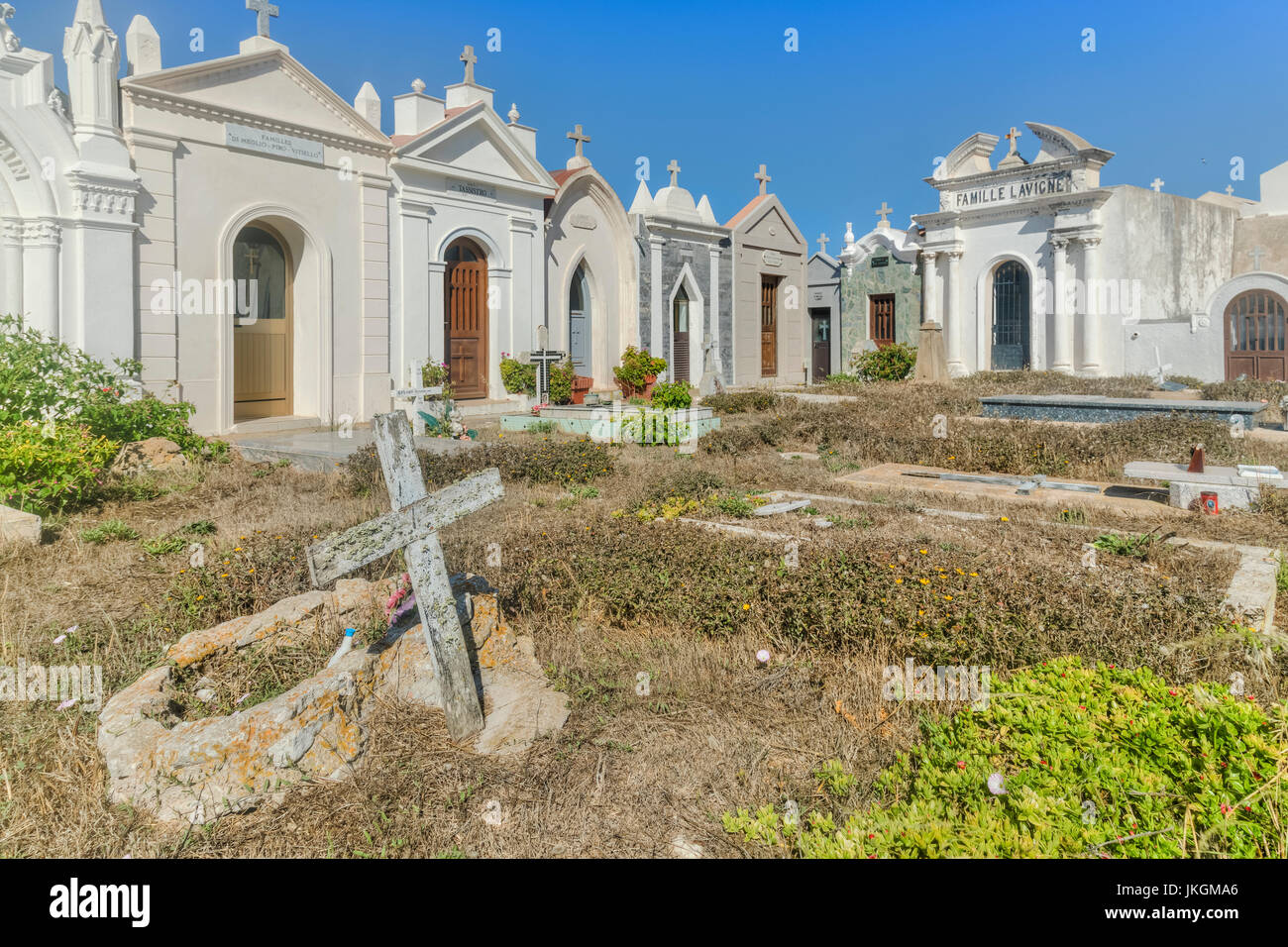 Cimetiere Marin, Ville Haute, Bonifacio, Corsica, Francia Foto Stock