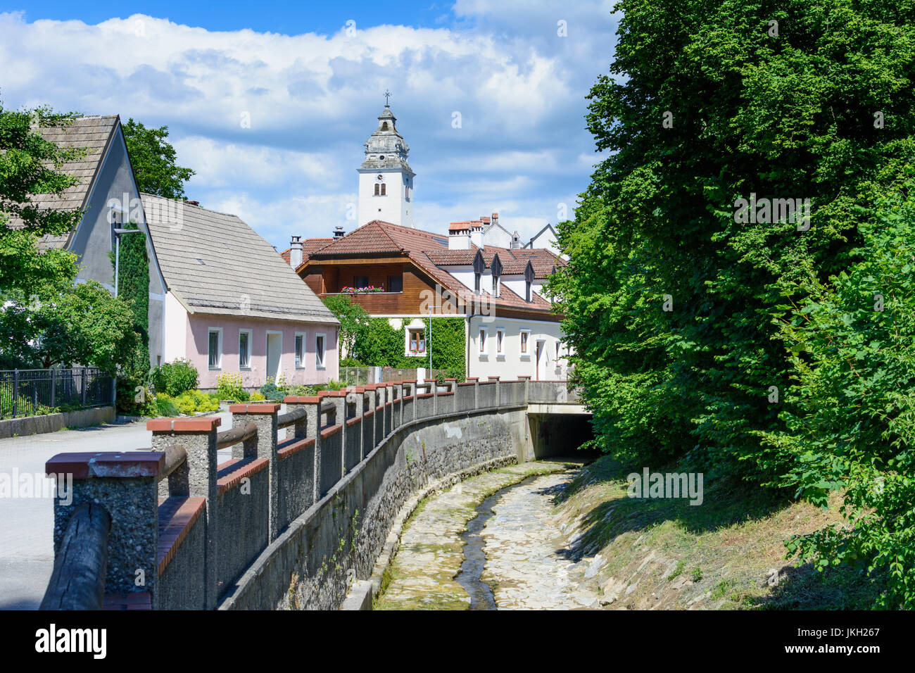 Chiesa, fiume Sierning, Kilb, Mostviertel, Niederösterreich, Austria Inferiore, Austria Foto Stock