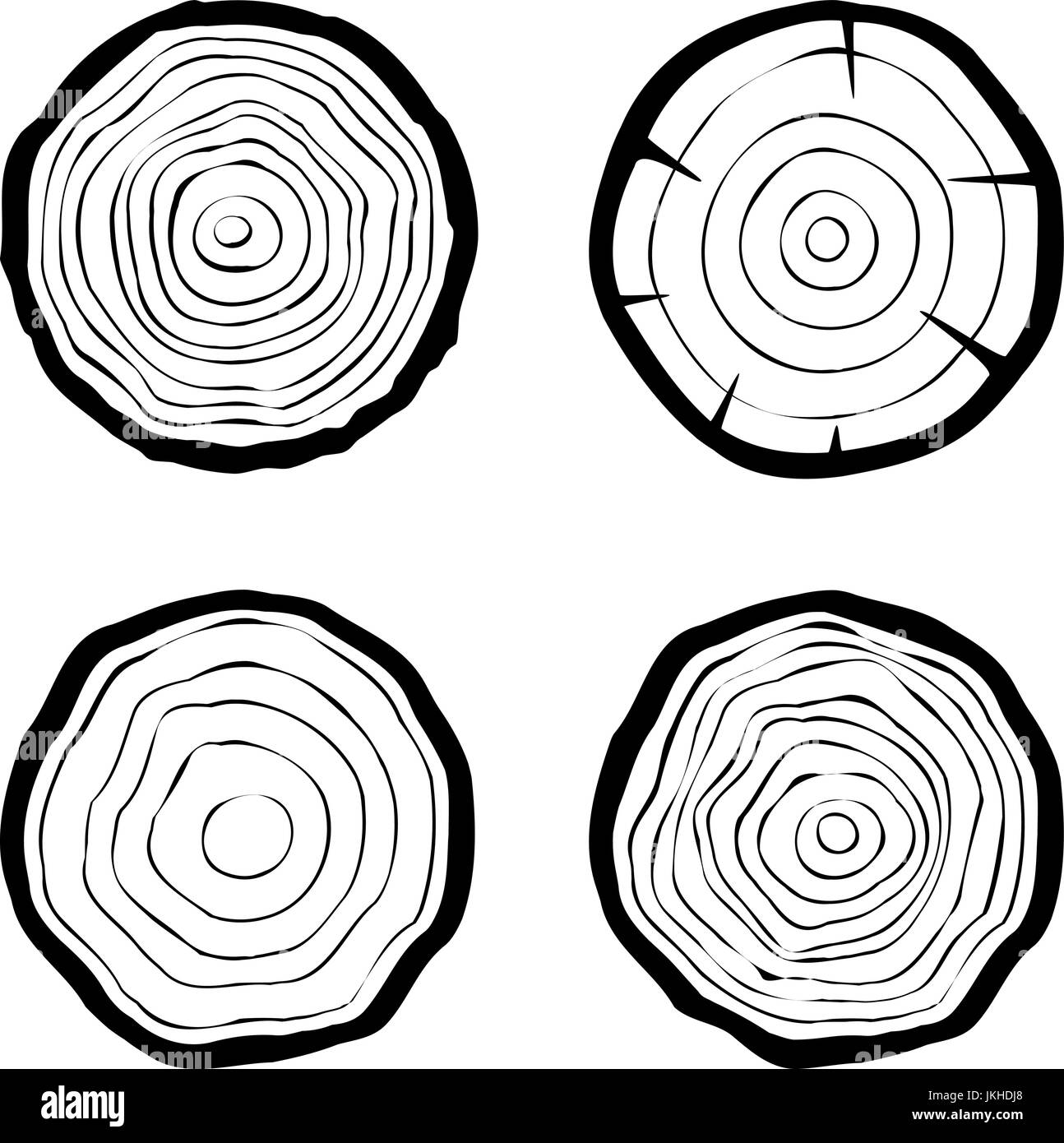 Set di quattro anelli di albero icone Illustrazione Vettoriale